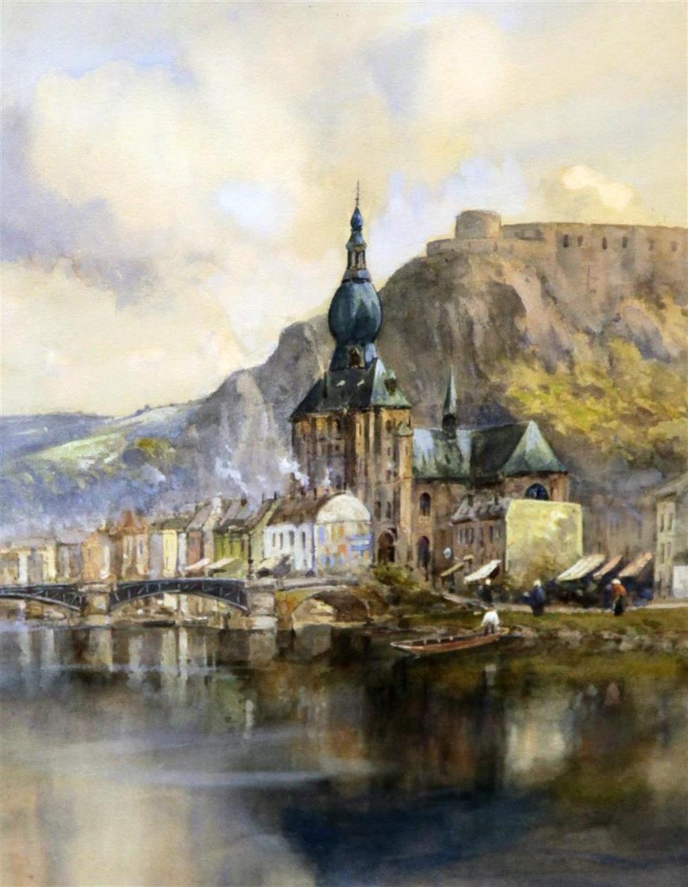 Louis Burleigh Bruhl (1861-1942) View of Dinant, 48 x 35cm
